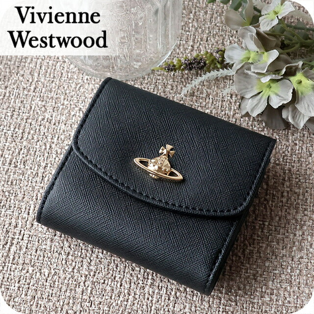 ヴィヴィアン ウエストウッド 二つ折り財布 レディース Vivienne Westwood SAFFIANO PLAIN レザーウォレット ロゴ 51150032W S000B N402 51150032W-S000B-N402