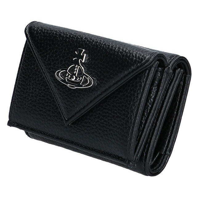 ヴィヴィアン ウエストウッド 三つ折り財布 レディース ブランド Vivienne Westwood ピーユーグレイン ロゴ 5115002FW S000D N403 BLACK 5115002FW-S000D-N403