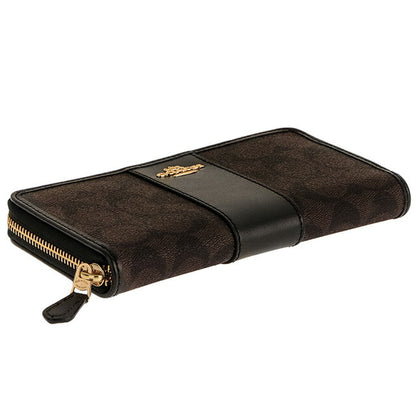 コーチ 長財布 レディース ブランド COACH シグネチャー 54630 IMAA8 1 ブラウン/ブラック 54630-IMAA8-1
