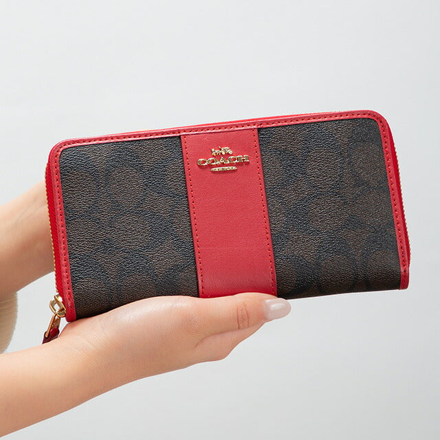 コーチ 長財布 レディース ブランド COACH シグネチャー 54630 IML72 1 ブラウン/レッド系 54630-IML72-1