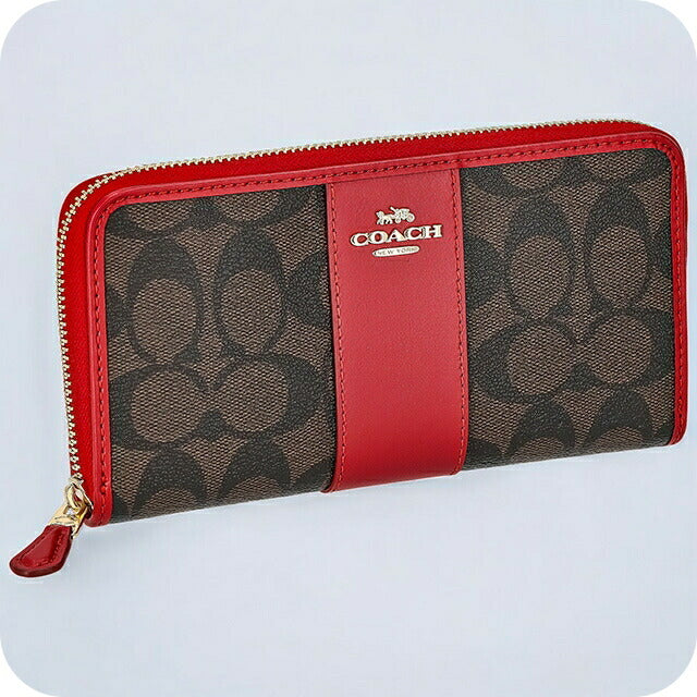 コーチ 長財布 レディース ブランド COACH シグネチャー 54630 IML72 1 ブラウン/レッド系 54630-IML72-1