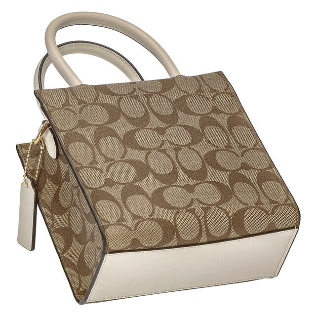 コーチ ハンドバッグ レディース ブランド COACH シグネチャー 5693 IMDJ8 1 ベージュ/ホワイト 5693-IMDJ8-1