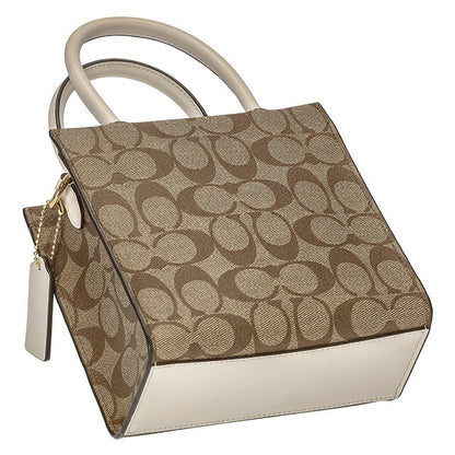 コーチ ハンドバッグ レディース ブランド COACH シグネチャー 5693 IMDJ8 1 ベージュ/ホワイト 5693-IMDJ8-1