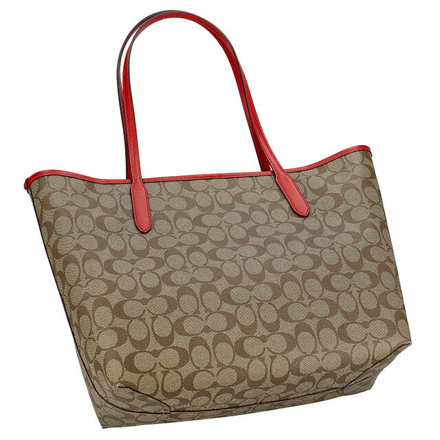 コーチ トートバッグ レディース ブランド COACH シグネチャー 5696 SVUC3 1 ベージュ/レッド 5696-SVUC3-1