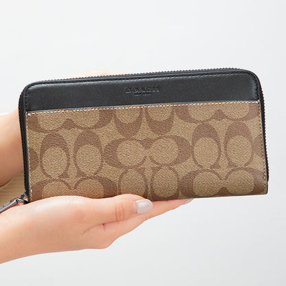 コーチ 長財布 メンズ ブランド COACH シグネチャー 58112 QBTN2 1 タン/ブラック 58112-QBTN2-1