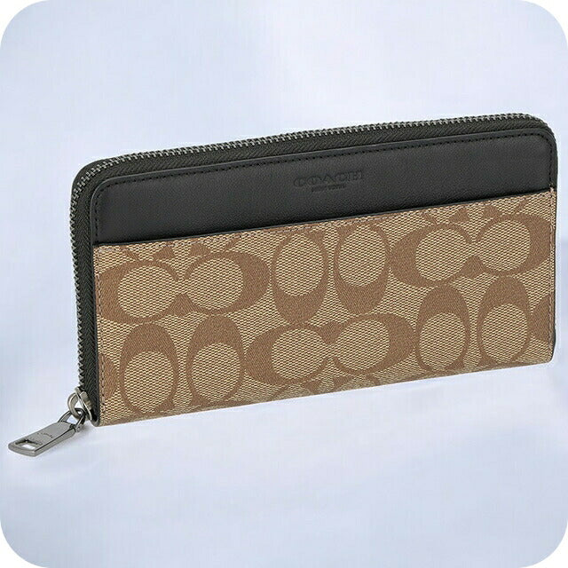 コーチ 長財布 メンズ ブランド COACH シグネチャー 58112 QBTN2 1 タン/ブラック 58112-QBTN2-1