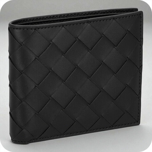 ボッテガ・ヴェネタ 二つ折り財布 メンズ ブランド BOTTEGA VENETA 605721-V3US1 8803 ブラック 605721-V3US1-8803