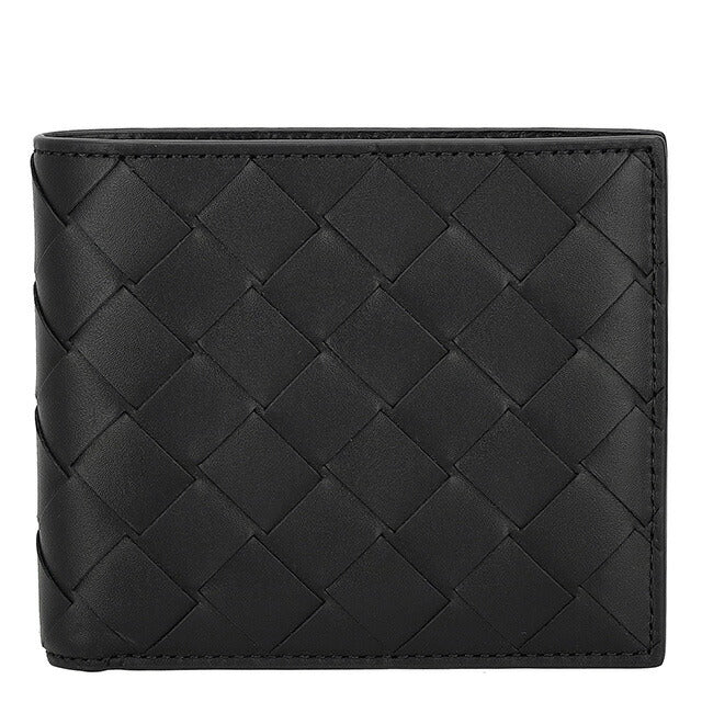 ボッテガ・ヴェネタ 二つ折り財布 メンズ ブランド BOTTEGA VENETA 605721-V3US1 8803 ブラック 605721-V3US1-8803