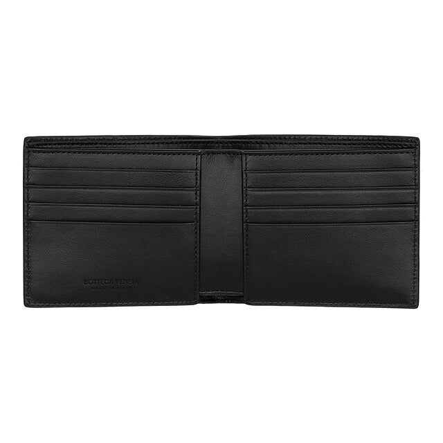 ボッテガ・ヴェネタ 二つ折り財布 メンズ ブランド BOTTEGA VENETA 605721-V3US1 8803 ブラック 605721-V3US1-8803