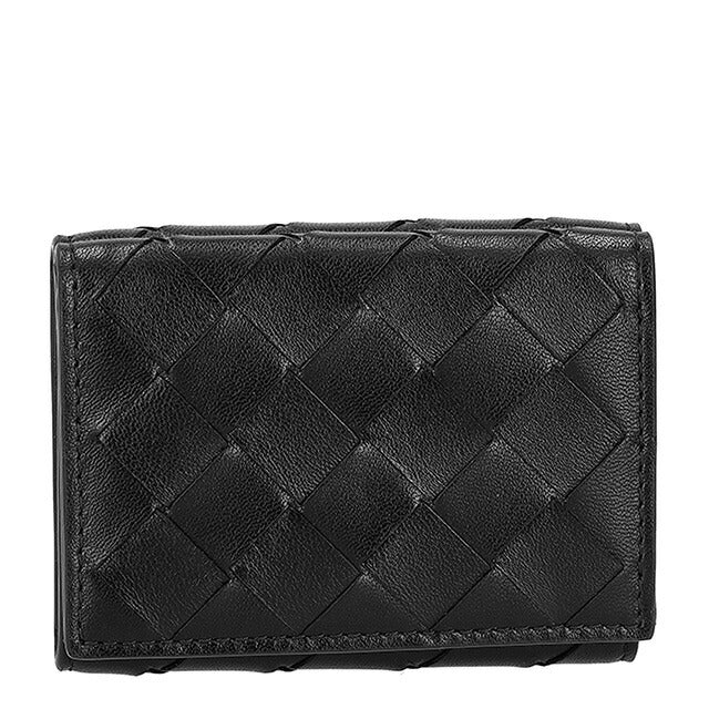 ボッテガ・ヴェネタ 三つ折り財布 レディース ブランド BOTTEGA VENETA 609285-V3UH1 8803 ブラック ウォレット 高級 おしゃれ プレゼント 実用的
