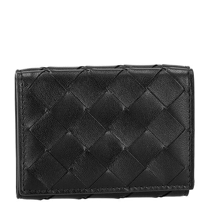 ボッテガ・ヴェネタ 三つ折り財布 レディース ブランド BOTTEGA VENETA 609285-V3UH1 8803 ブラック ウォレット 高級 おしゃれ プレゼント 実用的