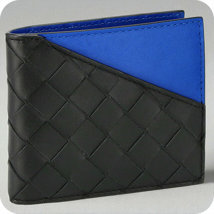 ボッテガ・ヴェネタ 二つ折り財布 メンズ ブランド BOTTEGA VENETA レザー 619390-VCPQ7 ブラック/ブルー 619390-VCPQ7-1015