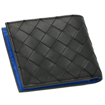 ボッテガ・ヴェネタ 二つ折り財布 メンズ ブランド BOTTEGA VENETA レザー 619390-VCPQ7 ブラック/ブルー 619390-VCPQ7-1015