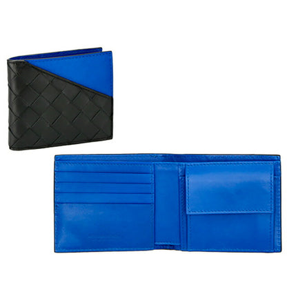 ボッテガ・ヴェネタ 二つ折り財布 メンズ ブランド BOTTEGA VENETA レザー 619390-VCPQ7 ブラック/ブルー 619390-VCPQ7-1015