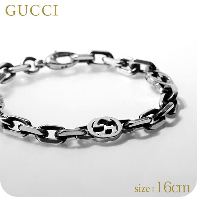 グッチ ブレスレット メンズ レディース ブランド GUCCI インターロッキング チェーン ロゴ 620798 J8400 0811 シルバー アクセサリー 620798-J8400-0811-16