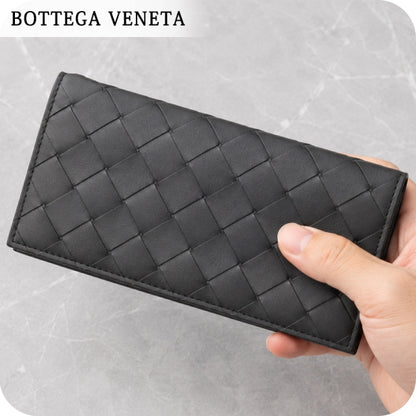 ボッテガ・ヴェネタ 長財布 メンズ レディース ブランド BOTTEGA VENETA イントレチャート 635567 V3US1 8803 ブラック 635567-V3US1-8803