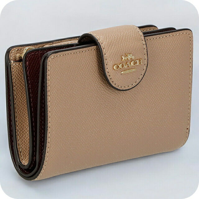 コーチ 二つ折り財布 レディース ブランド COACH レザー 6390 IMTAU 1 トープ ベージュ 6390-IMTAU-1