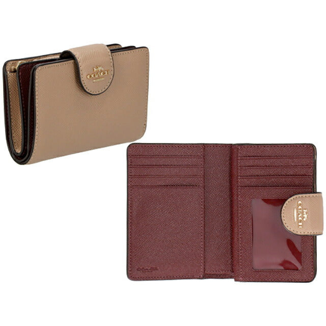 コーチ 二つ折り財布 レディース ブランド COACH レザー 6390 IMTAU 1 トープ ベージュ 6390-IMTAU-1