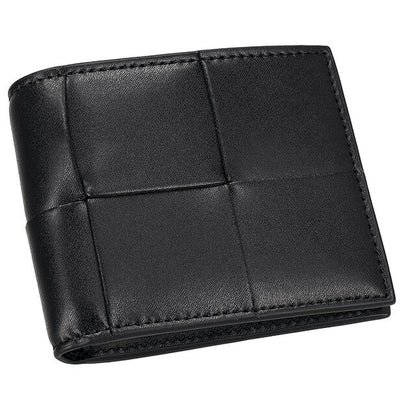 ボッテガ・ヴェネタ 二つ折り財布 メンズ ブランド BOTTEGA VENETA イントレチャート レザー 649603 V47V1 8803 ブラック 649603-V47V1-8803