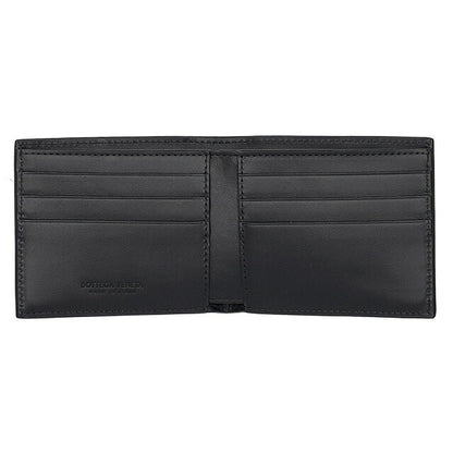 ボッテガ・ヴェネタ 二つ折り財布 メンズ ブランド BOTTEGA VENETA イントレチャート レザー 649603 V47V1 8803 ブラック 649603-V47V1-8803