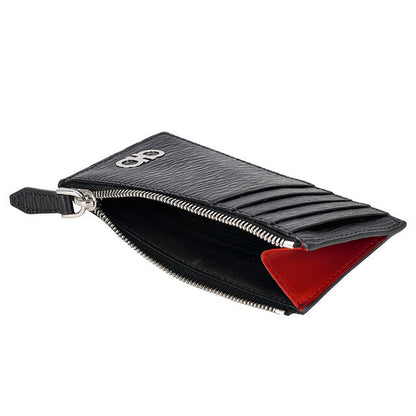 フェラガモ カードケース メンズ ブランド Ferragamo 660805PEBBLE NR RF 749 689 ブラック 660805PEBBLE-NR-RF-749-689