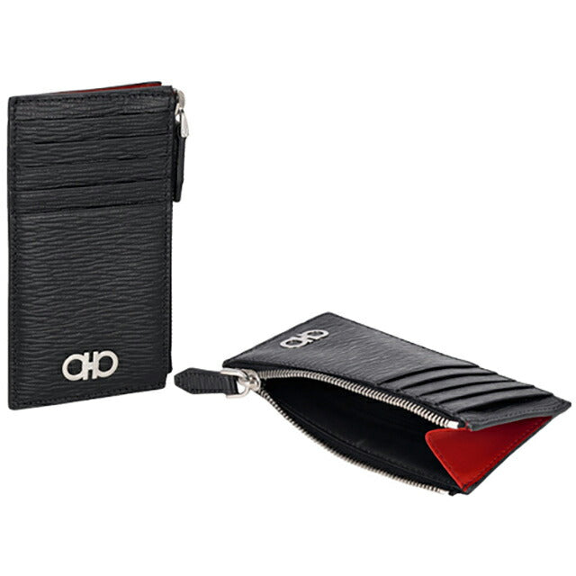 フェラガモ カードケース メンズ ブランド Ferragamo 660805PEBBLE NR RF 749 689 ブラック 660805PEBBLE-NR-RF-749-689
