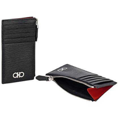 フェラガモ カードケース メンズ ブランド Ferragamo 660805PEBBLE NR RF 749 689 ブラック 660805PEBBLE-NR-RF-749-689