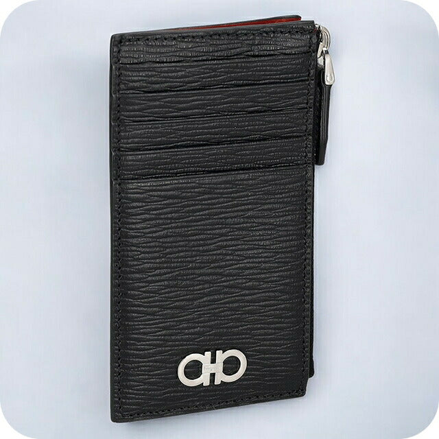 フェラガモ カードケース メンズ ブランド Ferragamo 660805PEBBLE NR RF 749 689 ブラック 660805PEBBLE-NR-RF-749-689