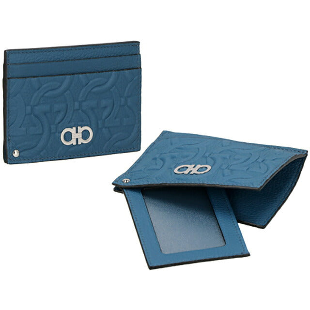 フェラガモ カードケース メンズ ブランド Ferragamo 661121CALF DENIM 758 019 DENIM ブルー フェラガモ カードケース メンズ ブランド Ferragamo 661121CALF DENIM