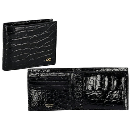 フェラガモ 二つ折り財布 メンズ ブランド Ferragamo 661454ALLIGATOR NERR 776 001 ブラック 661454ALLIGATOR-NERR-776-001