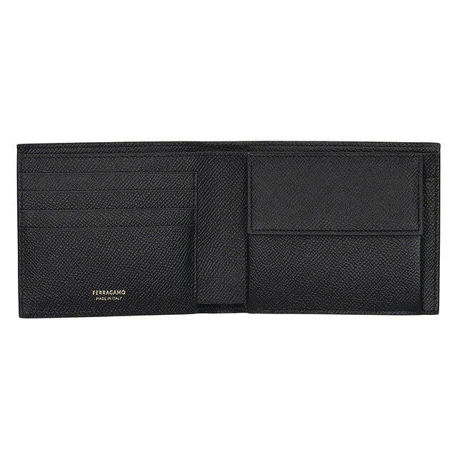 フェラガモ 二つ折り財布 メンズ ブランド Ferragamo 661454CALF NER 775 646 ブラック 661454CALF-NER-775-646