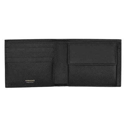 フェラガモ 二つ折り財布 メンズ ブランド Ferragamo 661454CALF NER 775 646 ブラック 661454CALF-NER-775-646