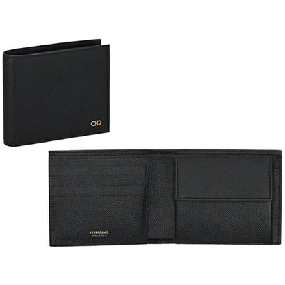 フェラガモ 二つ折り財布 メンズ ブランド Ferragamo 661454CALF NER 775 646 ブラック 661454CALF-NER-775-646