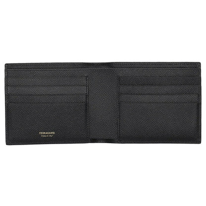 フェラガモ 二つ折り財布 メンズ ブランド Ferragamo 661457CALF NER 775 650 ブラック 661457CALF-NER-775-650