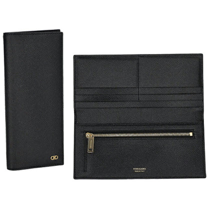 フェラガモ 長財布 メンズ ブランド Ferragamo 661458CALF NERRT 775 653 ブラック 661458CALF-NERRT-775-653