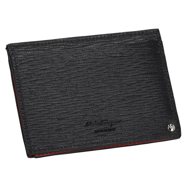 フェラガモ カードケース メンズ レディース ブランド Ferragamo 66A061PEBBLE NR RD 685 914 ブラック/レッド 66A061PEBBLE-NR-RD-685-914
