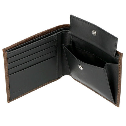 フェラガモ 二つ折り財布 メンズ ブランド Ferragamo 66A065CALF BR NE 753 617 ブラウン 66A065CALF-BR-NE-753-617