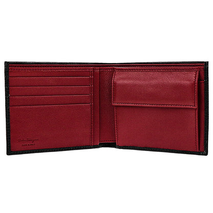 フェラガモ 二つ折り財布 メンズ ブランド Ferragamo 66A065PEBBLE NE RD 685 986 ブラック/レッド 66A065PEBBLE-NE-RD-685-986
