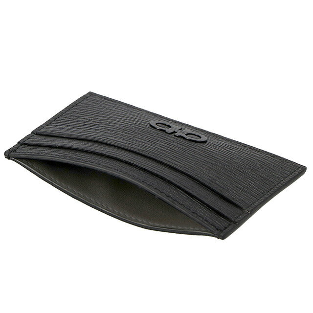 フェラガモ カードケース メンズ ブランド Ferragamo 66A387PEBBLE NER 733 364 ブラック 66A387PEBBLE-NER-733-364
