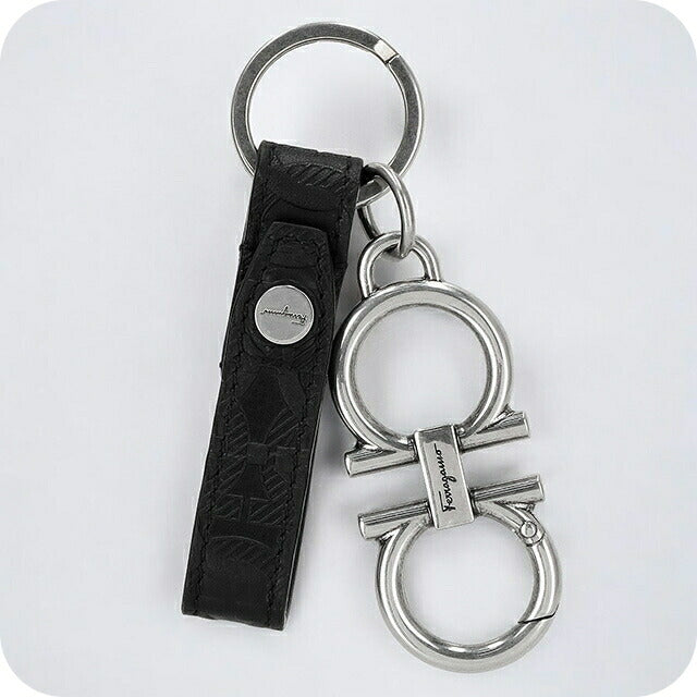 フェラガモ キーリング メンズ ブランド Ferragamo 66A717PEBBLE NER 734 082 ブラック 66A717PEBBLE-NER-734-082
