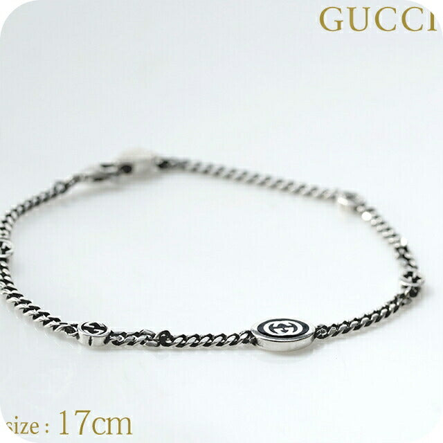 グッチ ブレスレット メンズ ブランド インターロッキングG チェーン シルバー925 678657 J8410 8191 シルバー アクセサリー 678657-J8410-8191-17