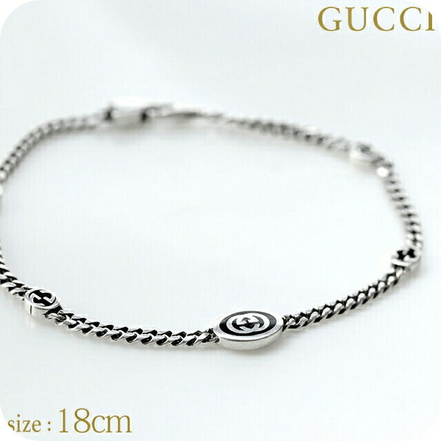 グッチ ブレスレット メンズ ブランド インターロッキングG チェーン シルバー925 678657 J8410 8191 シルバー アクセサリー 678657-J8410-8191-18