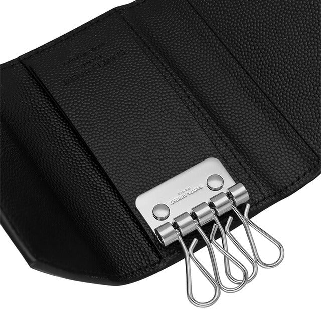 新品　イヴサンローラン　YSL カサンドラロゴ　型押し　レザー　キーケース　5連 Yves Saint Laurent カサンドラロゴ型押し 三角プレート マルチ
