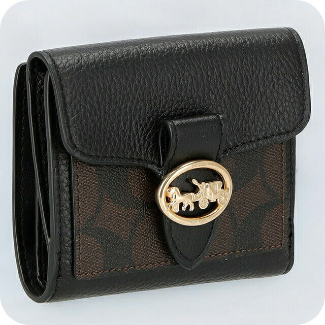 コーチ 二つ折り財布 レディース ブランド COACH シグネチャー 7250 IMAA8 1 ブラウン/ブラック 7250-IMAA8-1
