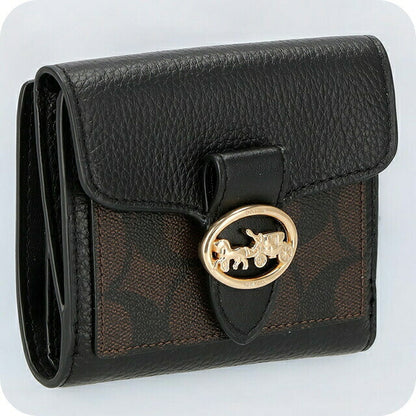 コーチ 二つ折り財布 レディース ブランド COACH シグネチャー 7250 IMAA8 1 ブラウン/ブラック 7250-IMAA8-1