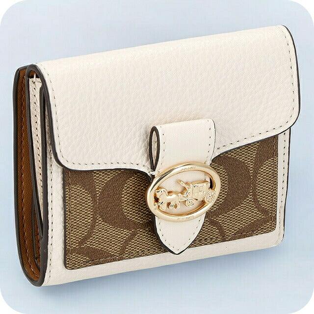 コーチ 二つ折り財布 レディース ブランド COACH シグネチャー 7250 IMDJ8 1 カーキ/ホワイト 7250-IMDJ8-1