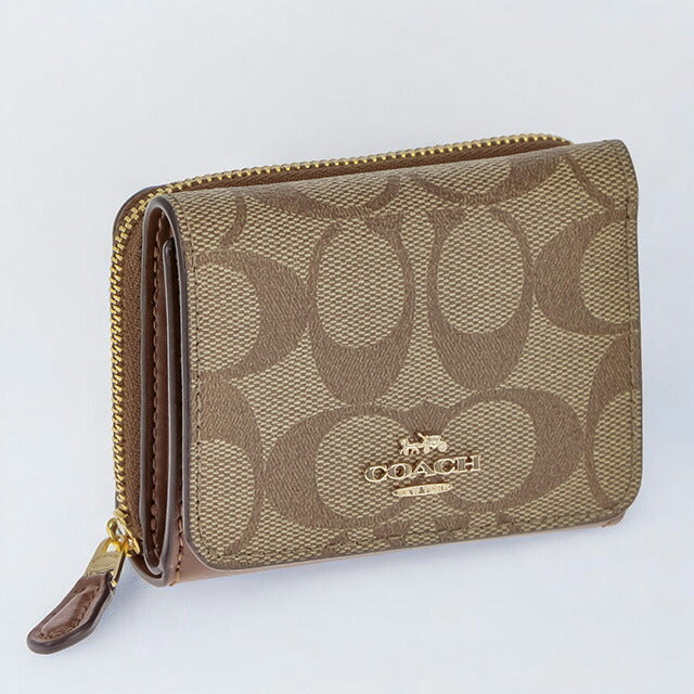 コーチ 三つ折り財布 レディース ブランド COACH シグネチャー 7331 IME74 1 ブラウン 7331-IME74-1
