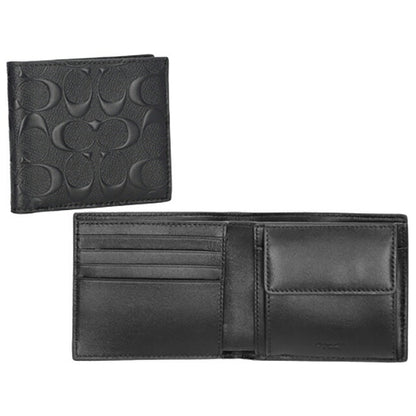 コーチ 二つ折り財布 メンズ ブランド COACH シグネチャー レザー 75363 BLK 1 ブラック 75363-BLK-1