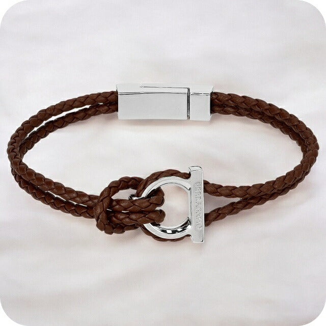 フェラガモ ブレスレット メンズ ブランド Ferragamo 770141 ブラウン/シルバー 770141-BR-PL-712-423