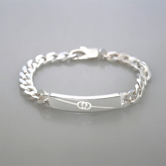 グッチ ブレスレット メンズ ブランド GUCCI ダイアゴナル インターロッキング チェーン 774054-J8400-8106-16 シルバー アクセサリー 774054-J8400-8106-16